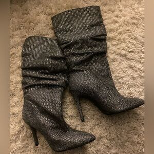 Jessica Simpson Glittering Silver Heeled Boots